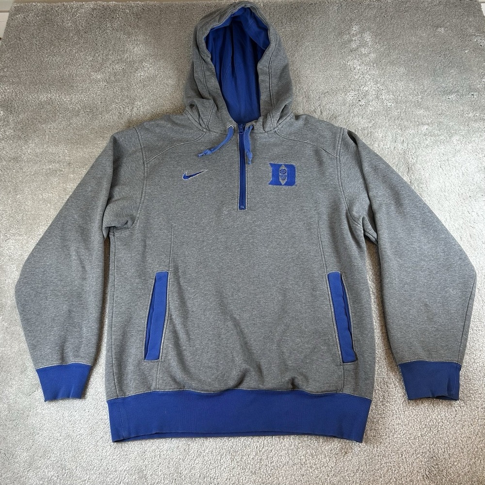 Vintage Nike Duke Blue Devils Men's Small 1/4 Zip Hoodie Gray/Blue College NCAA‎